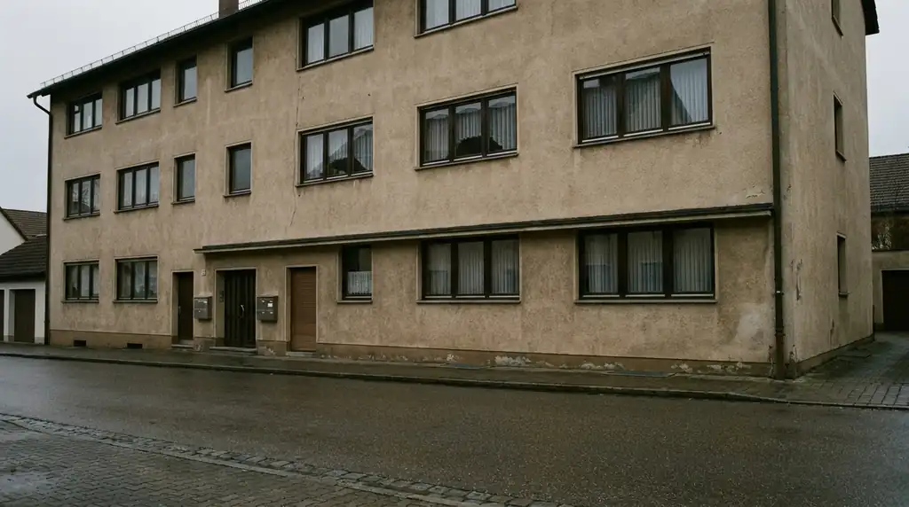 Hausfassade vor dem Gerüstaufbau